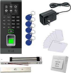 Biometric Fingerprint RFID Password Access Control System+ 600lbs Force Electric Magnetic Lock +Cards and Key Fobs Controller 110V-240V Power Adapter Keypad Reader