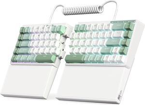 RKS70 Ergonomic Split Mechanical Keyboard, Wireless Bluetooth/2.4G/Wired Keyboard with Wrist Rest, 75% RGB PC Gaming Keyboards for Win/Mac, Hot Swappable Silver Grey Switches, White