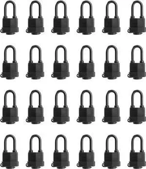Waterproof Padlocks Keyed Alike for Outdoor use, Covered Heavy Duty Laminated Steel Lock, 1-9/16 Inch. Wide, Long Padlock, Pack of 24 Waterproof Padlocks Keyed Alike for Outdoor use, Covered Heavy Duty Laminated Steel Lock, 1-9/16 Inch. Wide, Long Padlock, Pack of 24