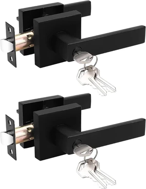 2-Pack Keyed-Alike Entry Door Levers with Lock & Same Key, Matte Black Entrance Handles for Office & Front Door (Each with 3 Keys) 2-Pack Keyed-Alike Entry Door Levers with Lock & Same Key, Matte Black Entrance Handles for Office & Front Door (Each with 3 Keys)