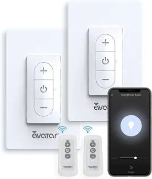 Smart Dimmer Switch with Remote Control - 2 Pack Wi-Fi Light Switches Compatible with Alexa Google Home Assistant, Smart Wall Switch, Single Pole, Neutral Wire Required, 2.4 GHz
