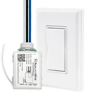 Wireless Light Switch & Relay Bundle Battery-Free with 150ft RF Range Remote Self-Powered by Kinetic Energy DIY Single Pole Kit: 1 5A On/Off Receiver, 1 Switch  White