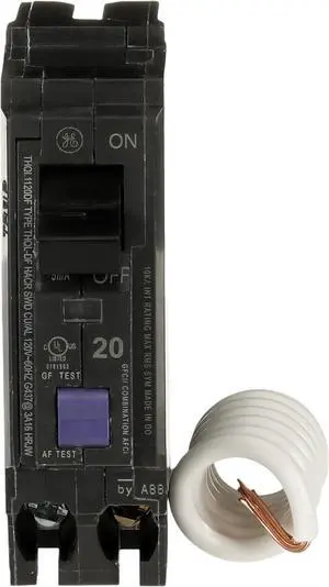 Q-Line® THQL1120DFP 20A Dual Function AFCI/GFCI Circuit Breaker  20 Amp Single Pole 120 VAC Breaker  Arc Fault Circuit Interrupter & Ground Fault Circuit Interrupter  Plug-in Mount Type
