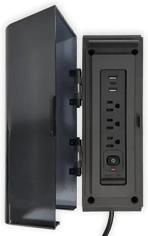 Power Strip Surge Protector with 3 AC Outlets and 3 USB Ports, Wall Mountable Power Socket with Protective Cover, 5Ft Long Extension Cord Plug (1875W/15A)for 111 Series Pergola, Garden, Black