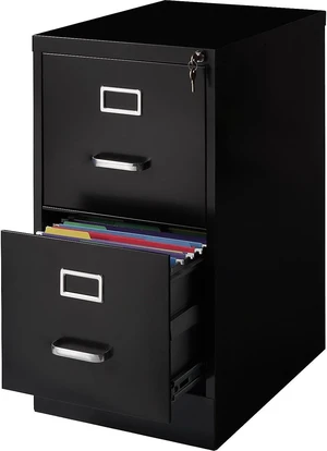 2-Drawer Vertical Letter Size File Cabinet, Lockable, Black 2-Drawer Vertical Letter Size File Cabinet, Lockable, Black