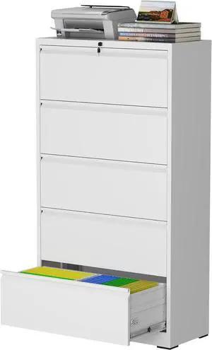 5 Drawer Lateral File Cabinet with Lock, Metal File Cabinets for Home Office, Steel Heavy-Duty Filing Storage Cabinet for Letters/Legal/A4 (Require Assembly, White) 5 Drawer Lateral File Cabinet with Lock, Metal File Cabinets for Home Office, Steel Heavy-Duty Filing Storage Cabinet for Letters/Legal/A4 (Require Assembly, White)