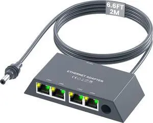 Starlink Gen3/Mini Ethernet Adapter(2M) with 4 RJ45 Ports,Multi Ports Starlink Ethernet Adapter with Wired External Network for Other Devices and Network Cable[4 Devices Networked Simultaneously]