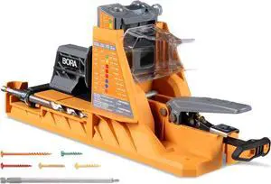 Automatic Pocket Hole Jig with 50 Color-Coated Screws, Auto Adjusting Drill Guide, Pocket Hole Jig Kit for Woodworking - For Materials 1/2 inch to 1 1/2 inch Thick, BR-A170201