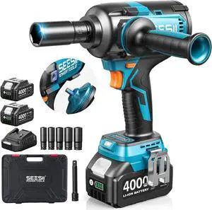 [2025 Upgraded] Impact Wrench 885Ft-lbs (1200N·m): 1/2" Cordless Impact Gun with Detachable Handle, 21V High Torque Power Impact Driver 2x 4.0Ah Batteries for Family Car/Pickup Truck/Mower