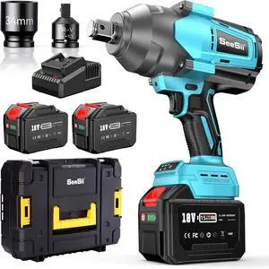 Cordless Impact Wrench 3/4 Inch, 1475ft-lbs(2000Nm) High Torque Brushless Power Impact Gun, 2x 6.0 Ah Battery, Fast Charger, Heavy Duty Electric Impact Driver for Truck Mower Car Repair