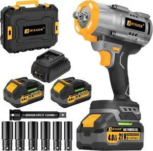 1600Nm Cordless Impact Wrench, 21V 1/2" 1180Ft-lbs Impact Gun wiht 2 x 4.0Ah Battery, High Torque Pistola De Impacto with 6 Sockets, Brushless Llave De Impacto Driver for Truck/Car/Mower