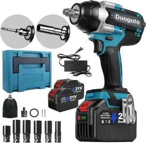 Cordless Impact Wrench, 960Ft-lbs (1300N.m) High Torque Brushless Impact Gun 1/2" with 2 x 6.0 Ah 21V Rechargeable Batteries for Car/Truck/RV/Mower