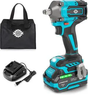 1/2" Cordless Impact Wrench with Brake, Brushless MAX 465Ft-lbs (630N.m) Impact Gun with 20V 4.0Ah Battery and Fast Charger, 2+1 Speed Mode, 2500RPM Power Electric Impact Wrench with LED Light for Car