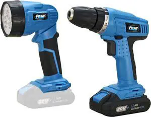 20V Cordless 1.3Ah Lithium-Ion Drill/Driver & Work Light Kit, Featuring A 19+1 Torque Setting Drill, an Adjustable & Freestanding LED Work Light (Kit Includes Battery & Charger), PT25LK