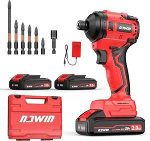 Cordless Impact Driver Kit 20V Max Torque 240Nm177ft-lbsHigh Rotation Electric Impact Driver Brushless Motor Continuously Variable Rechargeable 1/4" impact driver 2.0Ah Batteries