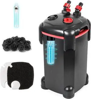 265GPH Canister Filter, 3-Stage External Aquarium Filter Ultra-Quiet Water Circulation Cleaning Machine with Media for Fish Tanks and Aquariums Up to 75 Gallons (265GPH)