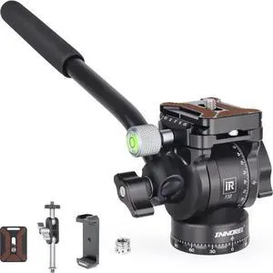 Tripod Fluid Head Pan Tilt Head Mini Pan Metal Camera Video Tripod Head with 2 Arca Swiss Quick Release Plates, Handle, Magic Arm & Phone Clip for Video DSLR Cameras, Load up to 8.8lb/4kg, F10