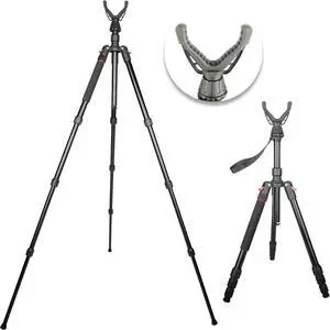 Adjustable Shooting Tripod for Rifles,Shooting Stick 3-in-1 Convertible Tripod/Monopod/Bipod, 22.8-61 Height, Lightweight Aluminum Alloy with Carrying Bag, Stable Rifle Rest for Hunting Outdoor