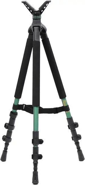 Hunting Tripod Shooting Stick Gun Rifle Crossbow Shooting Rest with Removable 360° Horizontal Swivel and 90° Swing Leg, Aluminum Matt Monopod Bipod Tripod 3-N-1 Shooting Stand Support