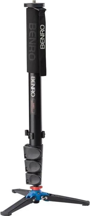4 Section Aluminum Monopod with 3-Leg Locking Base, Flip Lock Legs, 22" Maximum Height, 44.1 lb. Load Capacity- Black (A48FD)