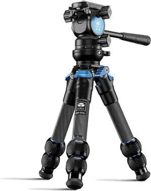 AM-223L Carbon Fiber Mini Tabletop Tripod Kit, Compact Lightweight with AT-10 Fulid Video Head, Max Load 5kg/11.02lb for Cameras, DSLR (AM-223L+AT-10)