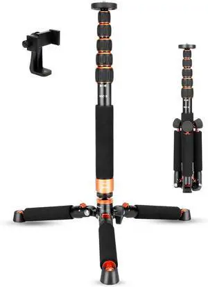Camera Aluminum Monopod with Metal Tripod Base.6 Sections 46-177cm/18-69inch Adjustable, Leg Diameter 28mm,up to 6kg /13lbs