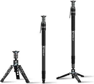 SVM-165 Rapid Monopod for Cameras, 65 Carbon Fiber Monopod with Feet, One-Step Rapid Height Adjustment, Lightweight Travel Mono pod for DSLR Camera, Modular 3 in 1, Max Load 22lbs