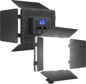 Led Video Light Panel Light with Barn Doors, 4000mAh Rechargeable Camera Lighting, 2500K-8500K Photo Light for Outdoor Indoor Photography Live Streaming Zoom Calls Video Recording