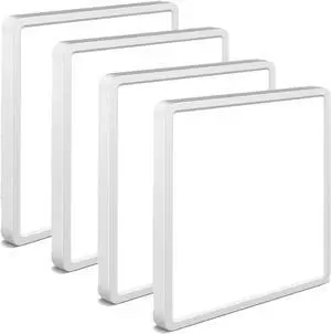 4Pack 12inch 3200LM LED Flush Mount Ceiling Light,28W Square 6000K White Slim Flat Panel Lighting Fixture,White Shell Modern Surface Ceiling Lights for Bedroom,Kitchen,Living Room