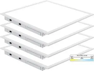 4 Pack 2x2 LED Panel for Drop-in Ceiling, 40W/30W/20W Selectable, 3 Color Select, 3500K/4000K/5000K, Super Bright 4400LM, 0-10V Dimmable Flat Backlit Fixture, 120V-277V, ETL Listed