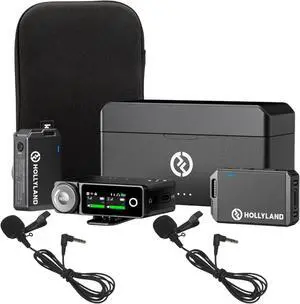 LARK MAX Duo Wireless Mic System with Professional Noise Cancelation Compatible with DSLR Camera, iPhone, Android, PC Bundle with Lavalier Microphones and Hardshell Case (4 Items)