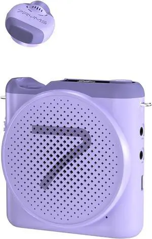 WA2 Voice Amplifier with Wireless Lavalier Microphone for Teachers, Portable Speaker Clip-On Mic- Noise Canceling, 164ft Range, 23H Working, Lapel Amplifier for Teaching, Speech, Guide(Purple)