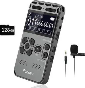 136GB Digital Voice Recorder with Playback, 1536Kbps Dual Microphone Stereo Audio Activated Recorder,  Ultra-Slim Mini Recording Device with Noise Reduction for Lectures, Interviews, Meetings