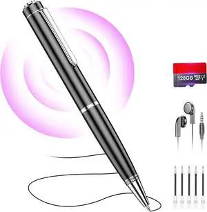 128GB Digital Voice Recorder Voice Activated Recorder with Playback, Portable Audio Recorder, Portable Recording Device with AI Noise Reduction, Portable Audio Recorder for Meeting/Course