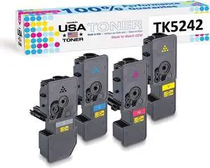 Compatible Toner for Kyocera P5026cdw, M5526cdw, TK5242, TK-5242K,  TK-5242C, TK-5242M, TK-5242Y (CMYK, 4 cartridges)