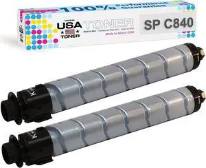 MADE IN USA TONER Compatible Replacement for Ricoh SP C840dn, SP C842, SP C840A, 821255, (Black, 2 Pack)