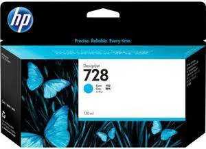 HP 728 130-ml Cyan DesignJet Ink Cartridge, F9J67A
