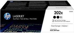 HP 202X 2-pack High Yield Black Original LaserJet Toner Cartridges, Per