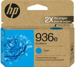 HP 936e EvoMore Cyan Original Ink Cartridge, 1,650 pages, 4S6V3LN