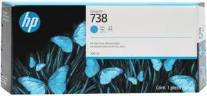 HP 738 300-ml Cyan DesignJet Ink Cartridge, 676M6A HP 738 300-ml Cyan DesignJet Ink Cartridge, 676M6A