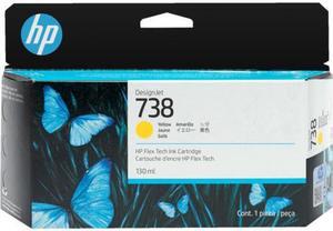 HP 738 130-ml Yellow DesignJet Ink Cartridge, 498N7A