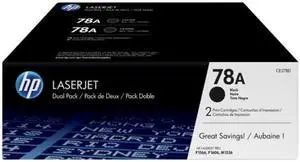 HP 78A 2-pack Black Original LaserJet Toner Cartridges, Per cartridge: ~2,100