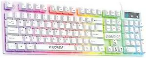 Theorem 3 White Keyboard - White, Mechanical Feeling Keyboard, 19KRO, LED Modes