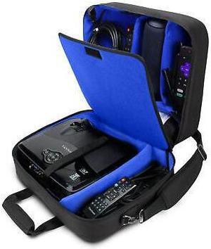 Projector Case with Shoulder Strap, Extra Storage & Custom Dividers (Blue)
