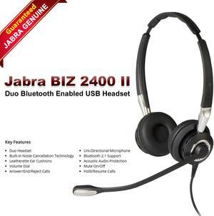 Jabra BIZ 2400 II Duo Bluetooth USB Headset MS Skype Optimized Noise-Canceling