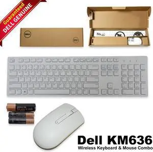 Dell KM636 Wireless Keyboard & Mouse Combo US QWERTY White Compact Design