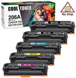 5x Toner Compatible with HP 206A W2110A LaserJet M255dw M283fdw M283cdw No Chip - OEM