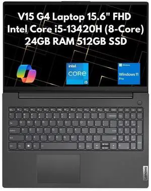 Lenovo V15 Gen 4 15.6" FHD 8-Core i5-13420H 24GB 512GB SSD Webcam Win 11 Pro Lenovo V15 Gen 4 15.6" FHD 8-Core i5-13420H 24GB 512GB SSD Webcam Win 11 Pro