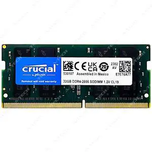 Crucial 32GB DDR4 2666 MHz PC4-21300 SODIMM 260-Pin Laptop Notebook Memory RAM