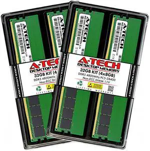 A-Tech 32GB Kit (4x 8GB) DDR5 4800 MHz Desktop PC5-38400 DIMM 288-Pin Memory RAM